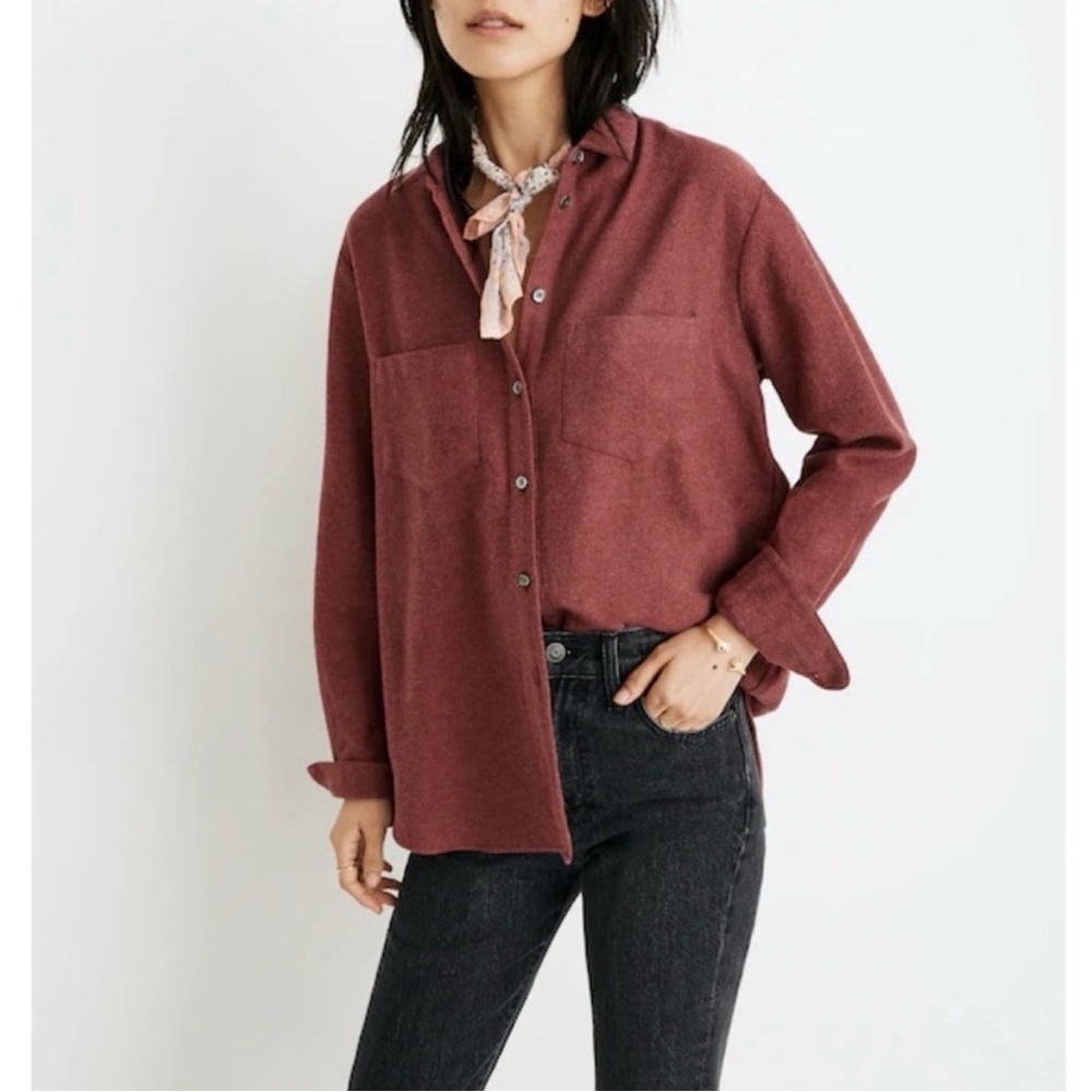 Madewell Flannel Sunday Shirt in Light Burgundy Size S